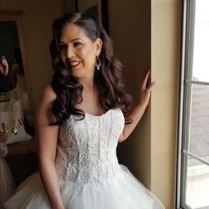 Oleg Cassini Strapless Ruffled Skirt WeddingDress